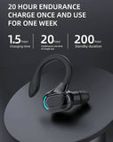 Wireless Earbuds with Earhooks Single Bluetooth Earpiece Sports Headphones Over the Ear Running Workout Wrap Around Earbuds 20H Long Battery Life Waterproof Noise Cancelling Headset for Android iOS