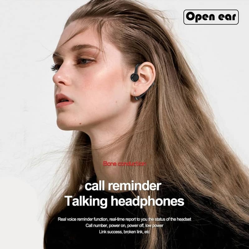 Open Ear Headphones Bluetooth Single Bone Conduction Wireless Earbuds with Earhooks Microphone Earphones Waterproof Long Battery Life Earpiece for Workout Sports Running Android iOS Non Ear Plug