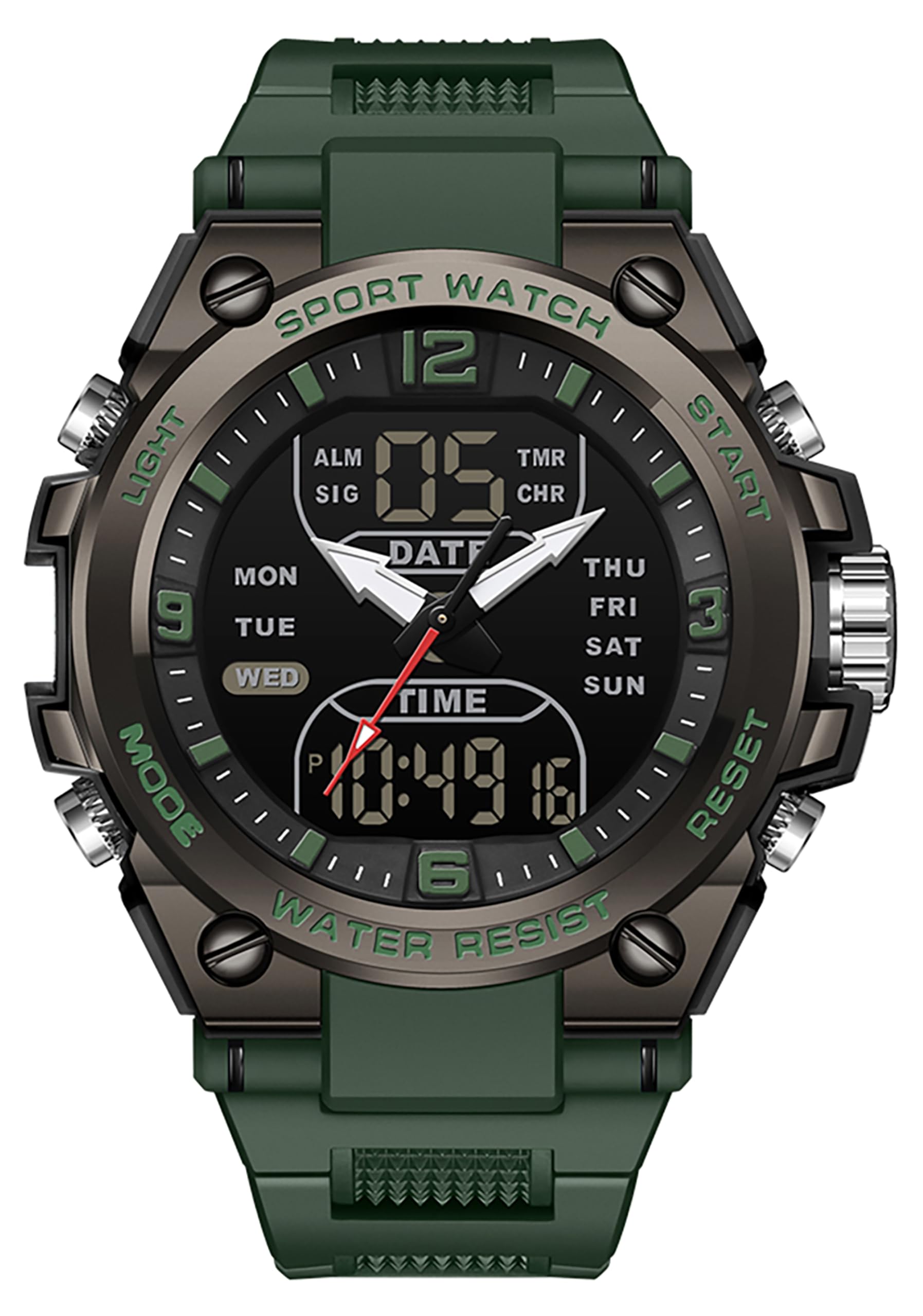 Findtime Men's Digital Watch Sports Waterproof Watches Military Stopwatch Alarm Mens Wristwatch for Running Swimming Watch Big Face Analog Watch