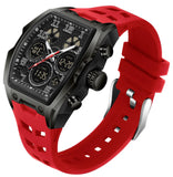 Findtime Mens Watches for Men Digital Analog Watch Triple Time Zone LED Backlight Alarm Stopwatch Silicone Strap 5ATM Waterproof for Travel/Sport/Business Easy Read Fashion Birthdays Gift for Him