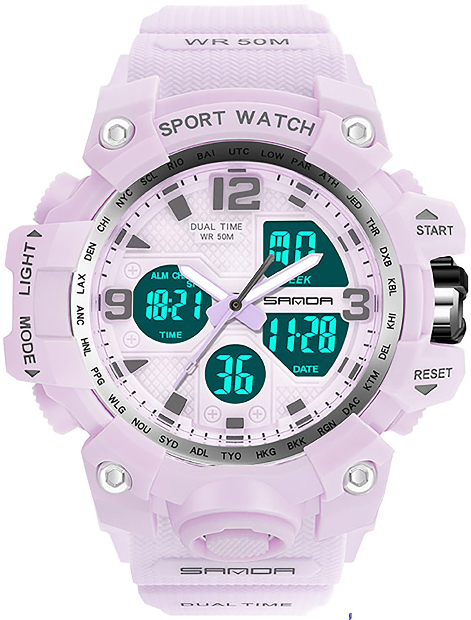 Findtime Digital Watch Womens, Black Reloj para Mujer Waterproof Sports Running Watches for Women with 24 Hour Dual Time Stopwatch