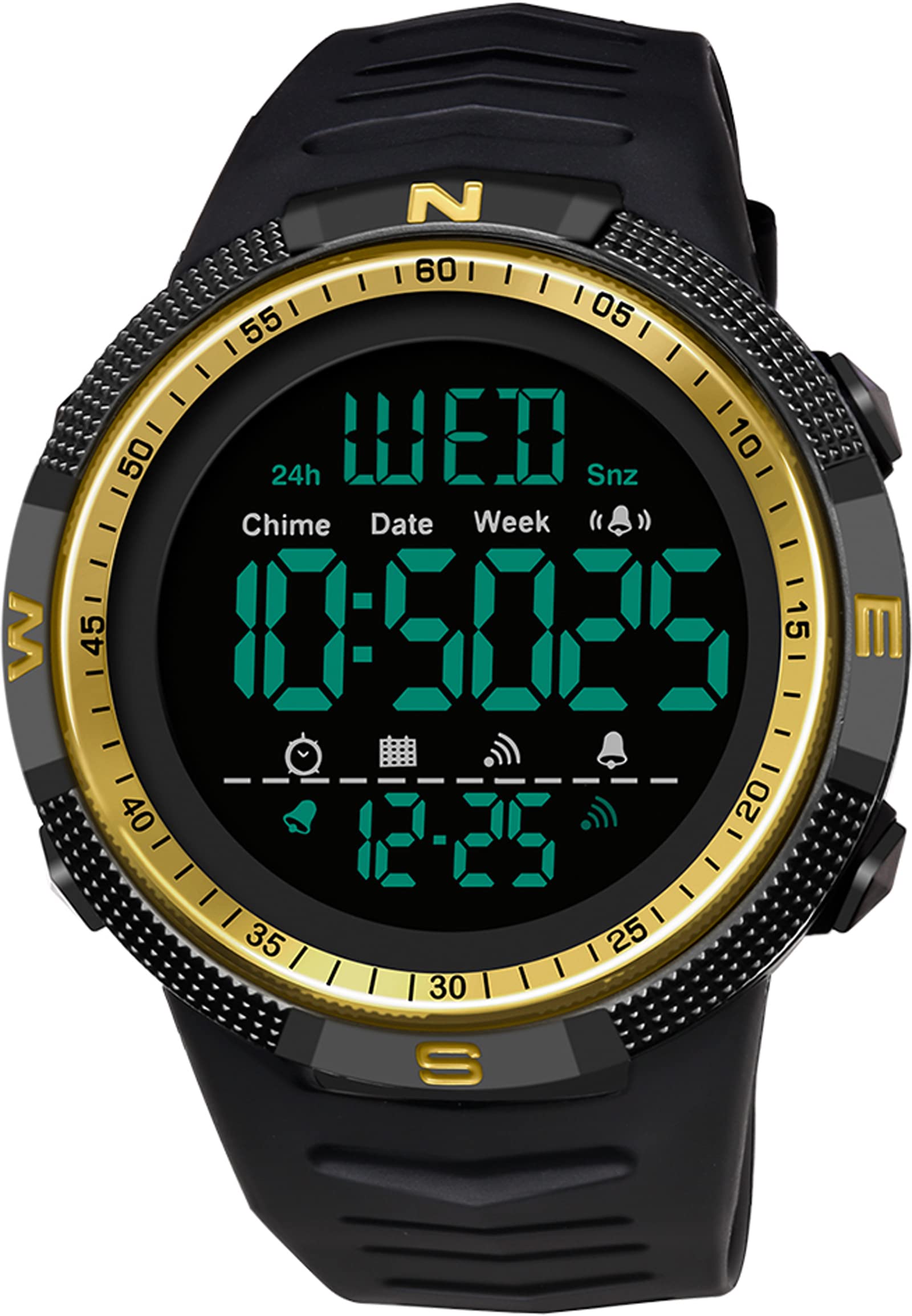 Findtime Mens Digital Sports Watch Dual Time Countdown Waterproof Stopwatch LED Screen Military Wrist Watches for Men