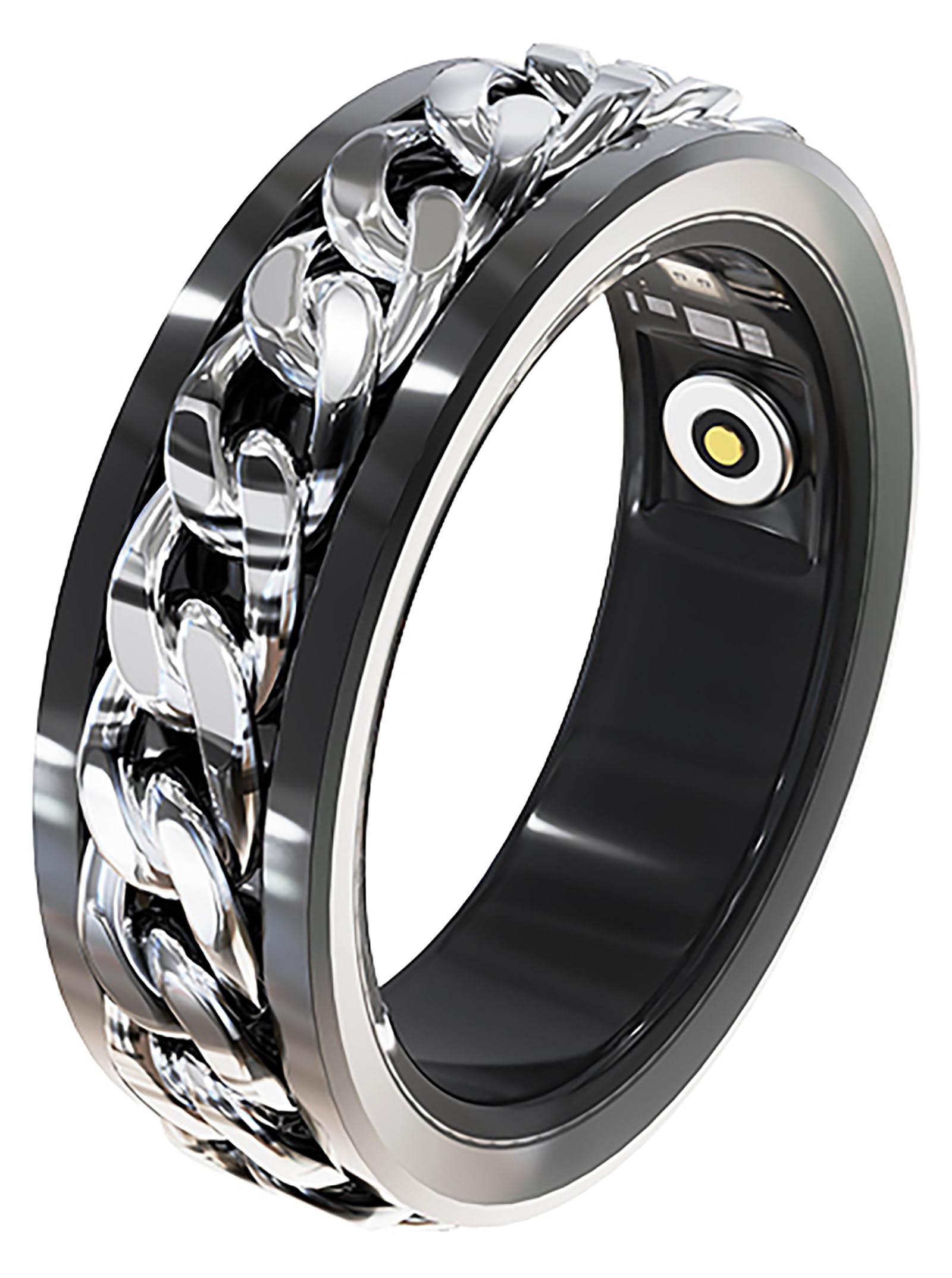 Smart Ring Cuban Link Rings Heart Rate Monitor Sleep Health Ring for Men Punk Smart Rings for Android & iOS Step Counter Calorie Counter Sport Fitness Tracker