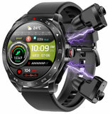 Smart Watches for Men with Wireless Earbuds Waterproof Men Watches HiFi Headphones Blood Pressure Monitor Heart Rate Monitor Sleep Tracker Bluetooth Call Fitness Tracker Step Counter for iOS Android