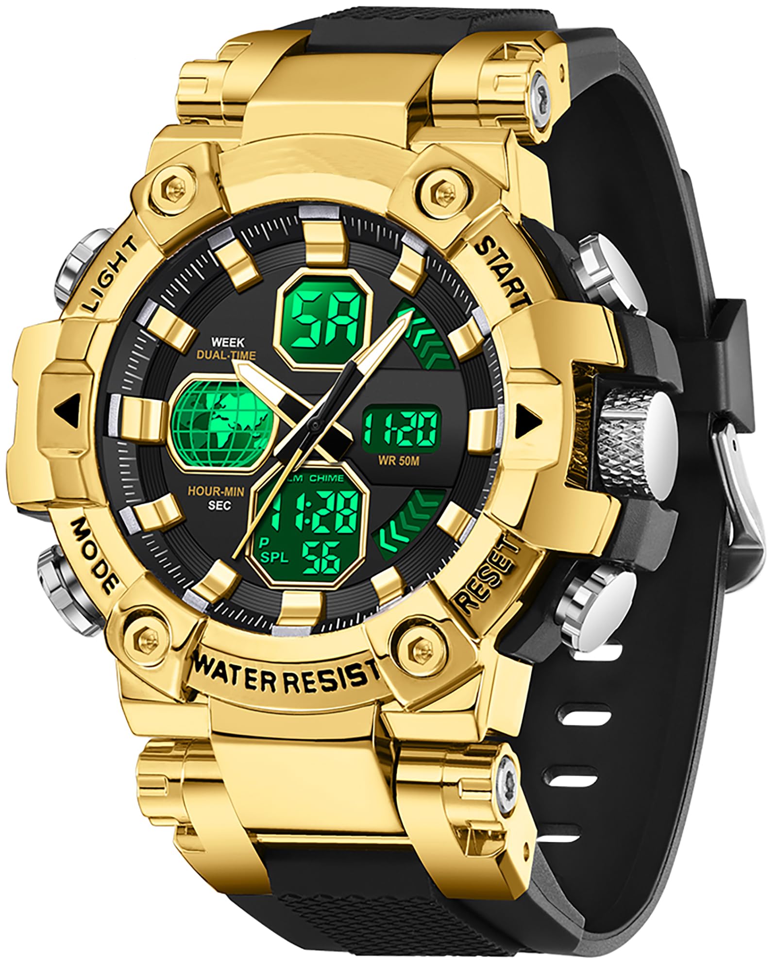 Findtime Relojes para Hombres Watches for Men Blue Mens Watches Waterproof Military Tactical Sport Running Digital Analog Stopwatch