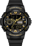 Findtime Men Analog Digital Sports Watch, Large Face Dual Display 5ATM Waterproof Stopwatch for Men Military Outdoor Tactical Army Wristwatch LED 12/24H