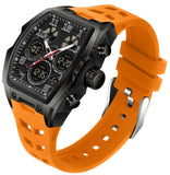 Findtime Mens Watches for Men Digital Analog Watch Triple Time Zone LED Backlight Alarm Stopwatch Silicone Strap 5ATM Waterproof for Travel/Sport/Business Easy Read Fashion Birthdays Gift for Him