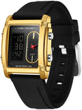 Findtime Cool Rectangle Watches for Men with Digital Analog Dual Time Relojes para Hombres Dress Unique Designer Sport Watch