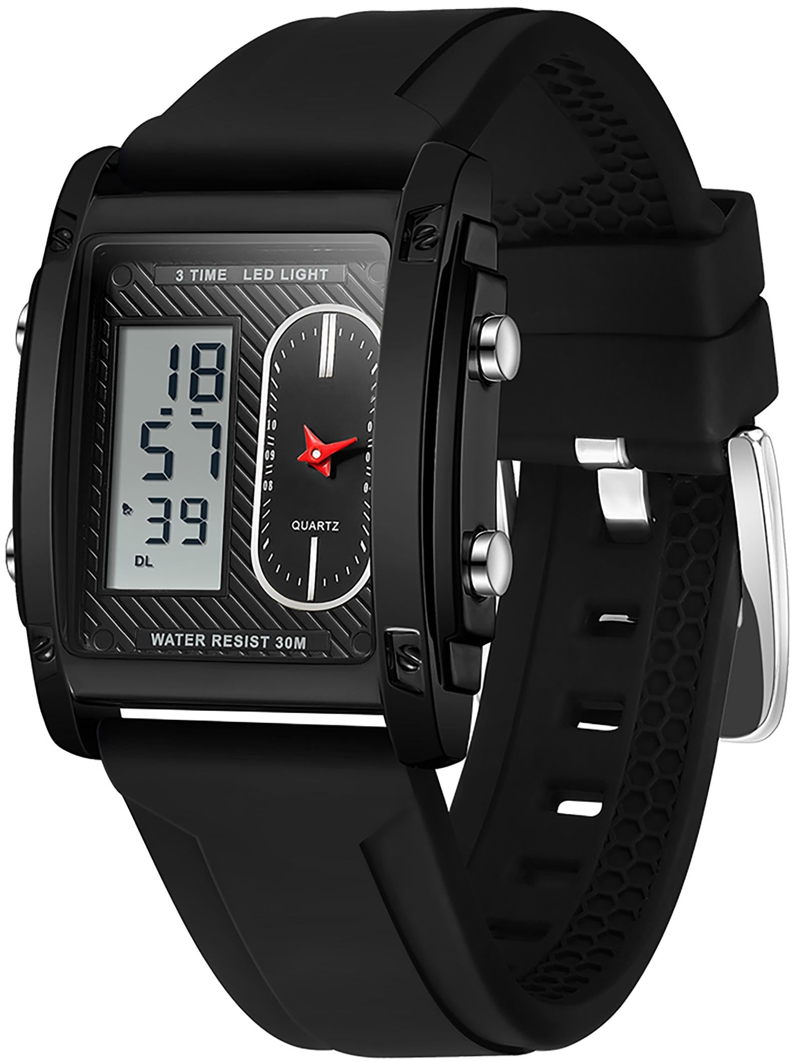 Findtime Cool Rectangle Watches for Men with Digital Analog Dual Time Relojes para Hombres Dress Unique Designer Sport Watch
