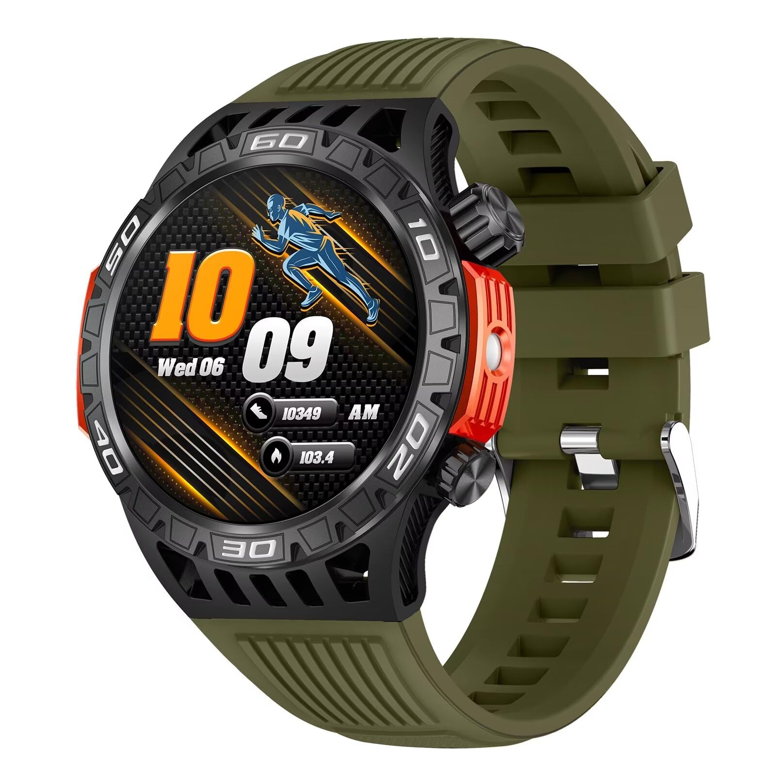 HT22 Military Smart Watch for Men with LED Flashlight Answer/Dial Call Bluetooth Smartwatch for Android iOS Phones Outdoor Fitness Compass Watch Pedometer