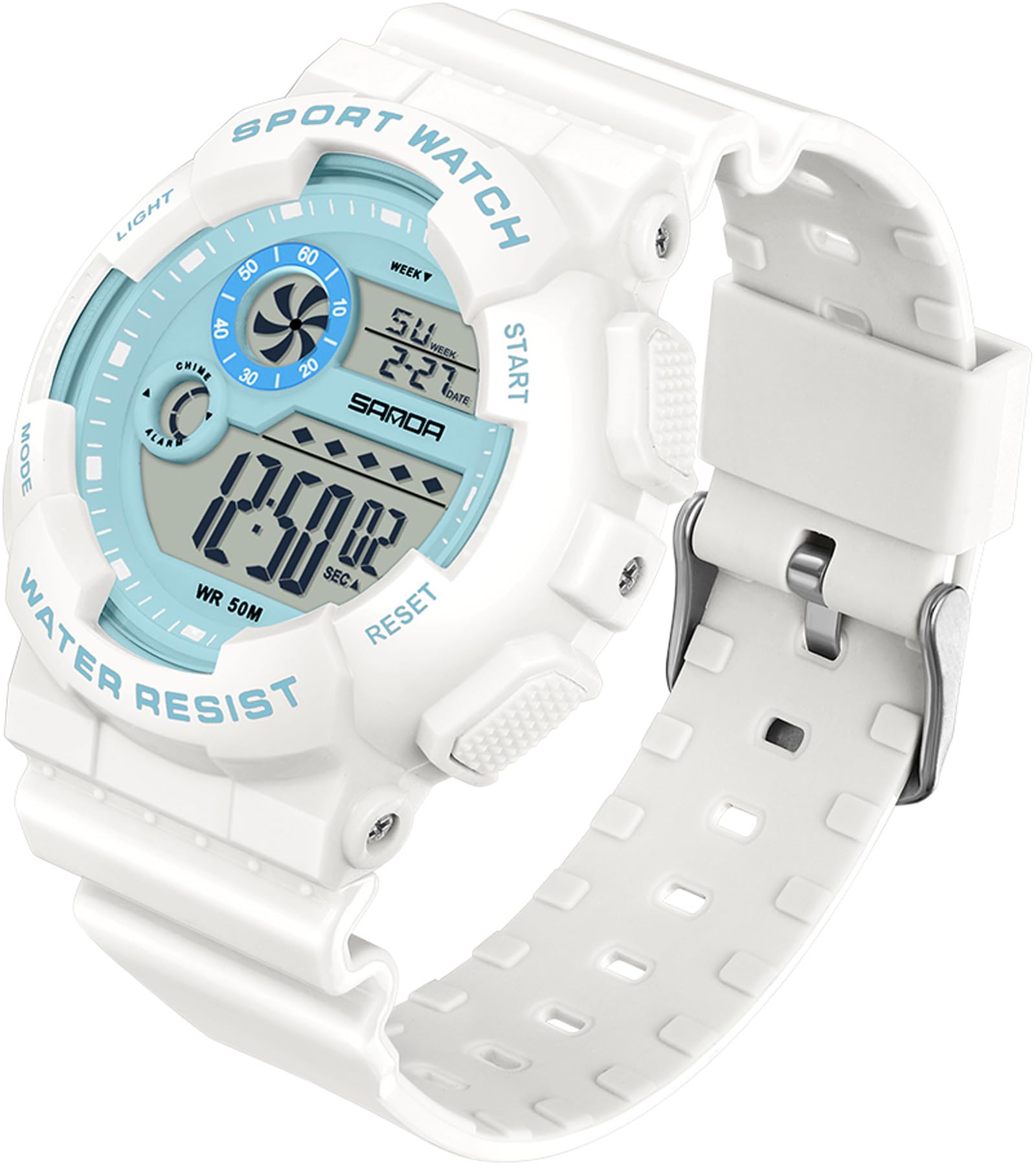 Findtiome Digital Watch Womens Sport Waterproof  Watches for Women with Alarm Stopwatch Hourly Chime LED Display -6114