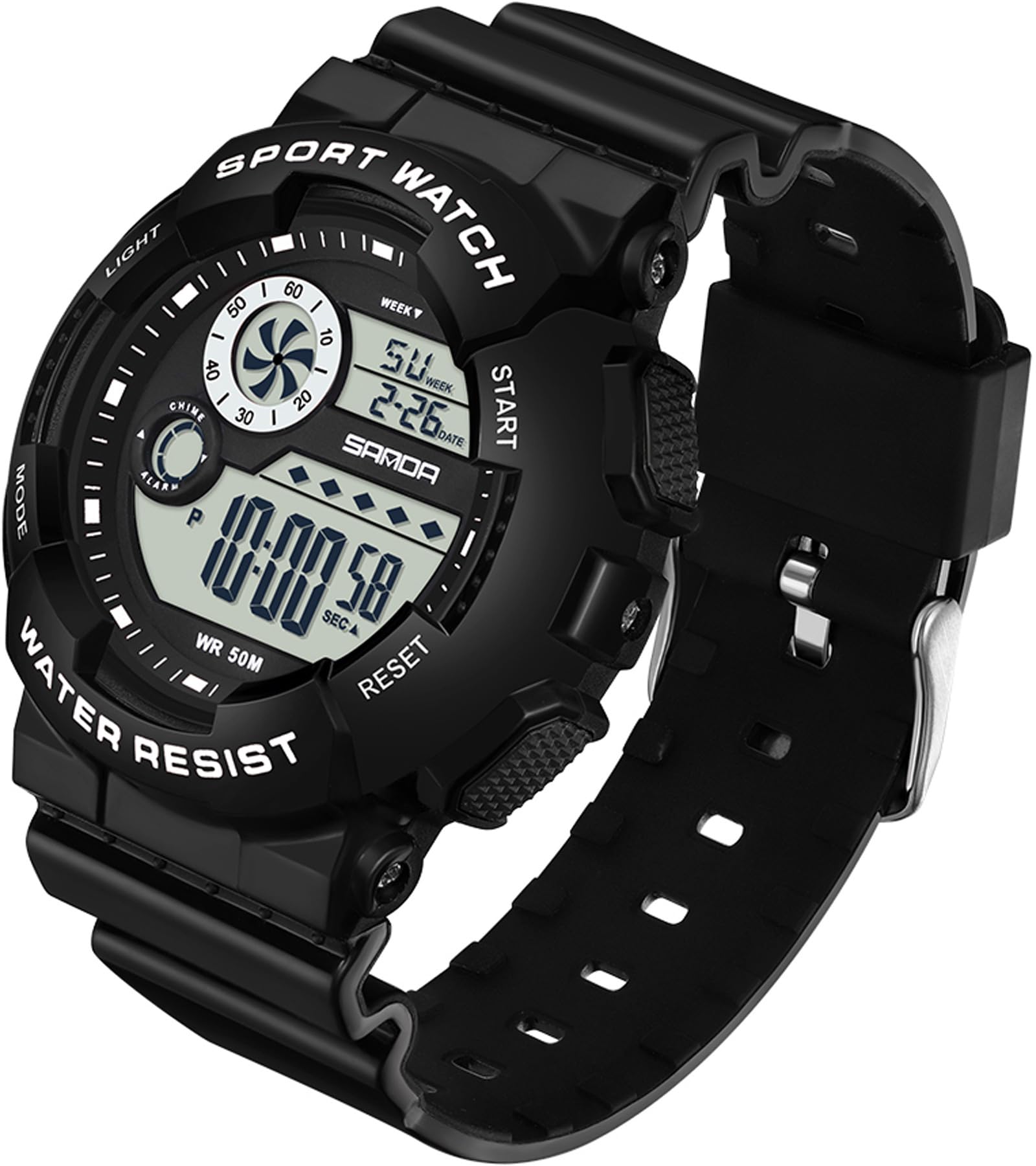 Findtiome Digital Watch Womens Sport Waterproof  Watches for Women with Alarm Stopwatch Hourly Chime LED Display -6114