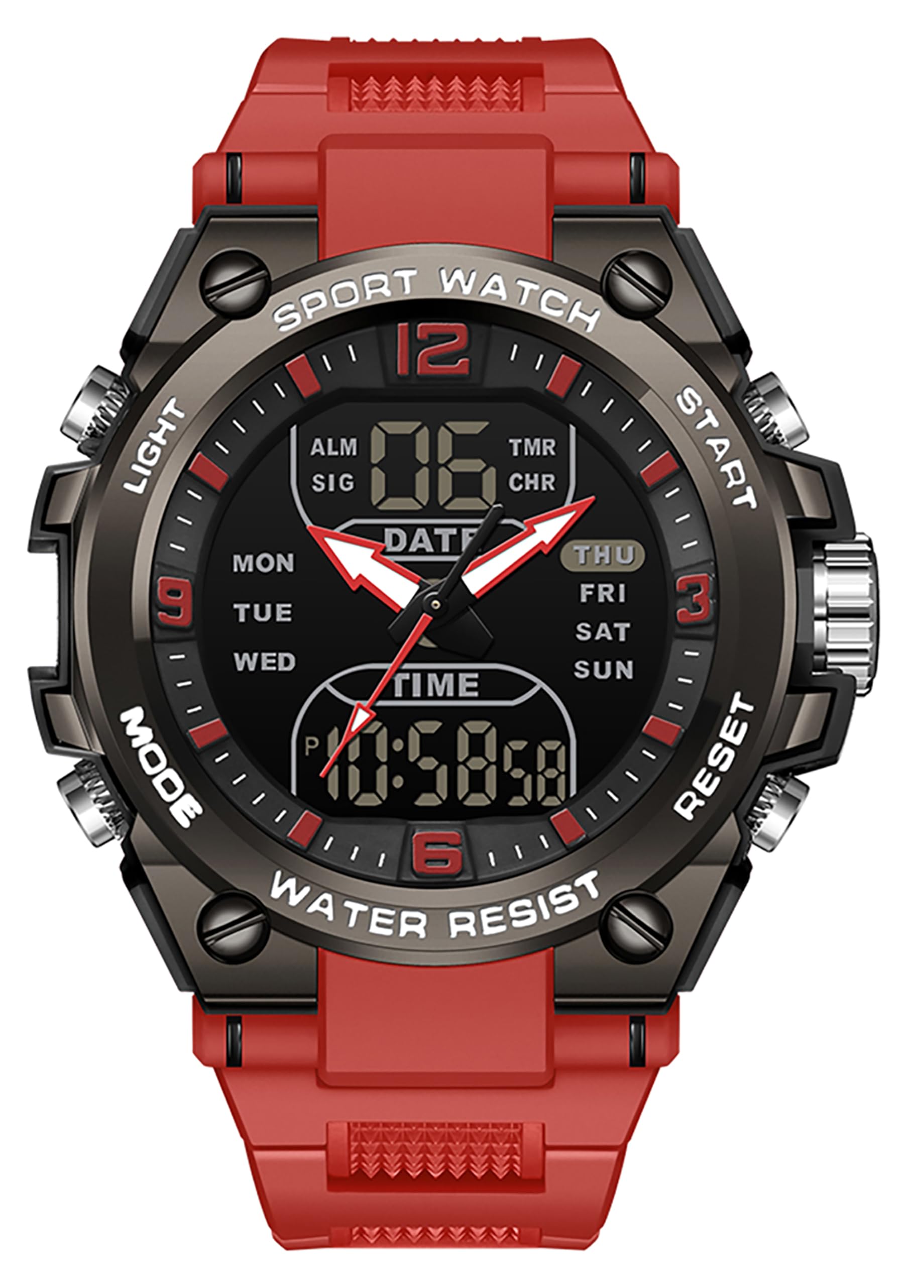 Findtime Men's Digital Watch Sports Waterproof Watches Military Stopwatch Alarm Mens Wristwatch for Running Swimming Watch Big Face Analog Watch