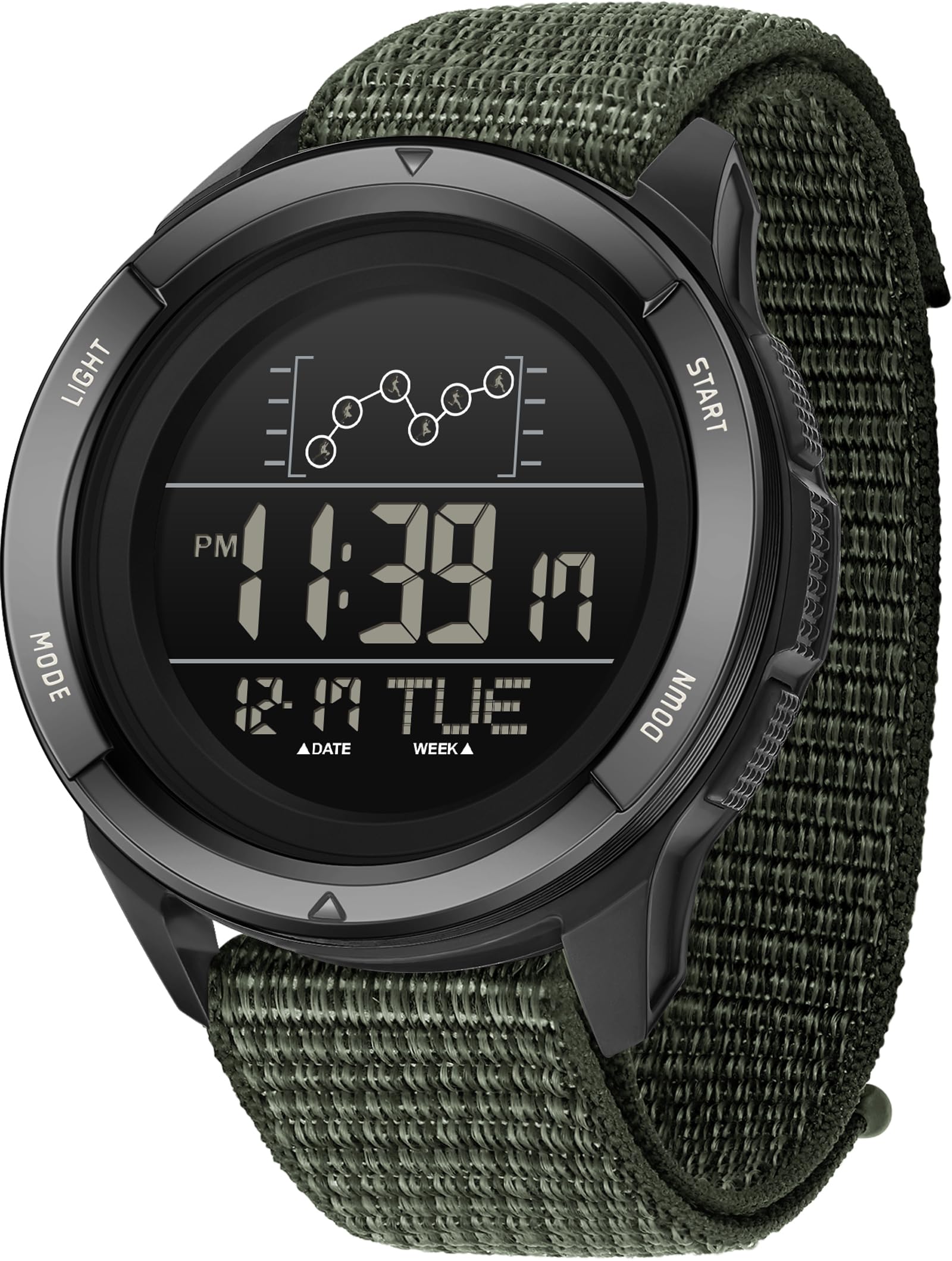 Findtime Military Watches for Men Tactical Digital Sport Watch Waterproof Army Outdoor Nylon Strap Electronic Mens Watch LED Luminous Alarm Stopwatch