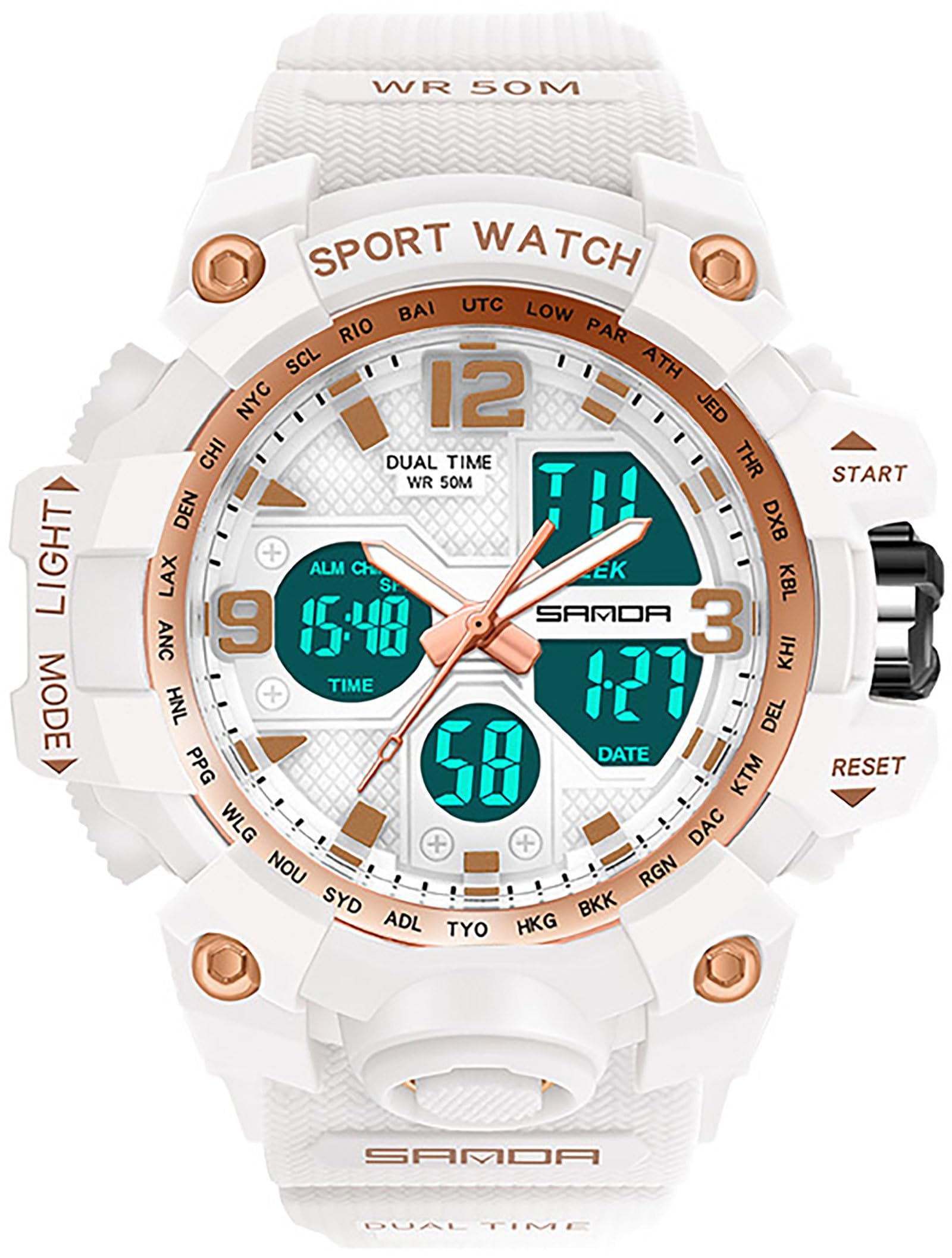 Findtime Digital Watch Womens, Black Reloj para Mujer Waterproof Sports Running Watches for Women with 24 Hour Dual Time Stopwatch