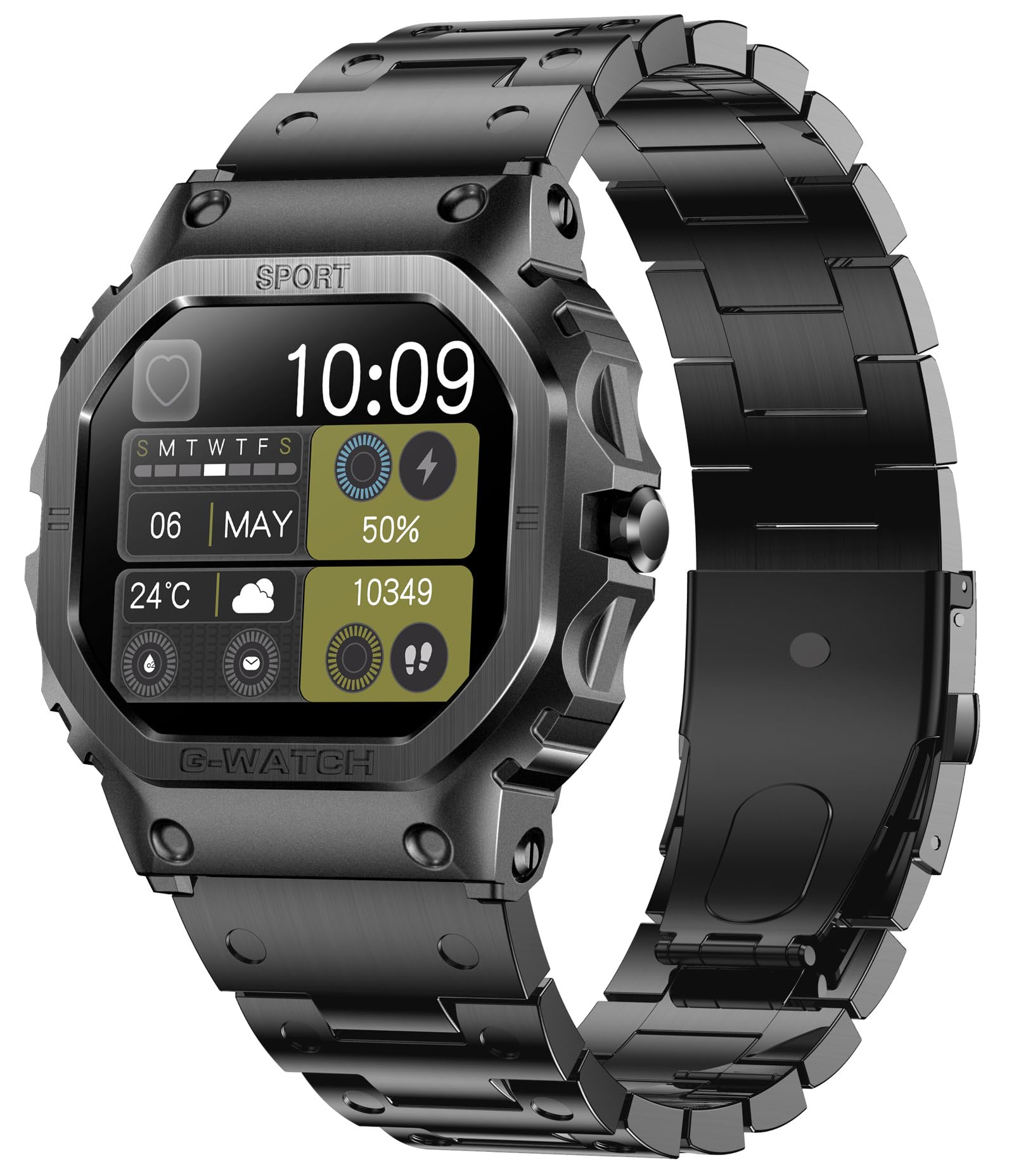 Smart Watch for Men Smart Watches Military Watches for Men Fitness Tracker Bluetooth Call Heart Rate Monitor Sleep Monitor Pedometer Step Counter Waterproof Smartwatch iOS Android Phones Canvas Band