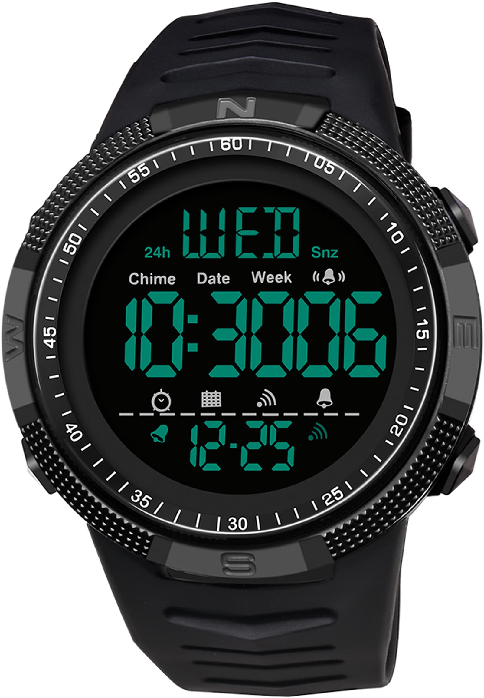 Findtime Mens Digital Sports Watch Dual Time Countdown Waterproof Stopwatch LED Screen Military Wrist Watches for Men