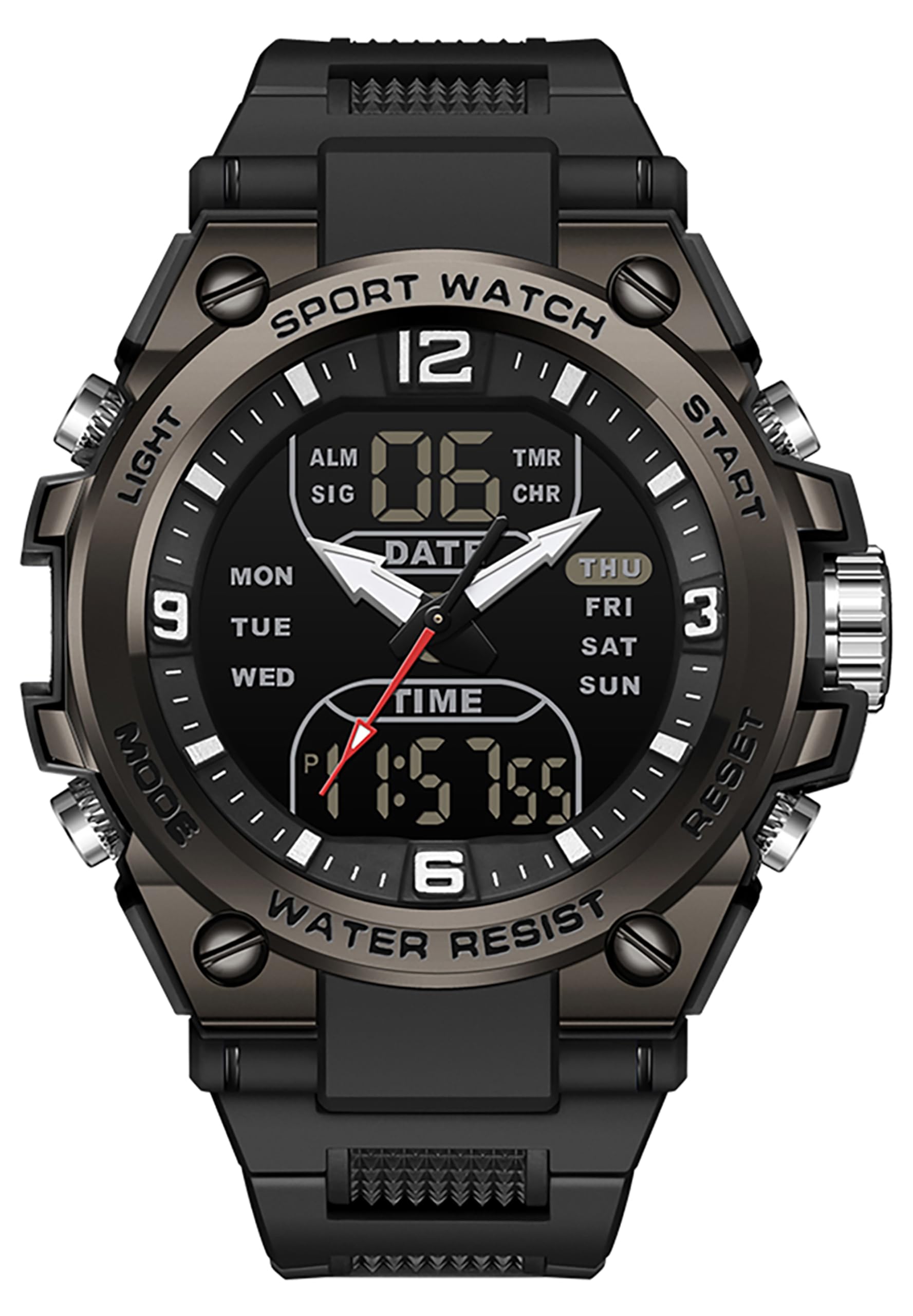 Findtime Men's Digital Watch Sports Waterproof Watches Military Stopwatch Alarm Mens Wristwatch for Running Swimming Watch Big Face Analog Watch
