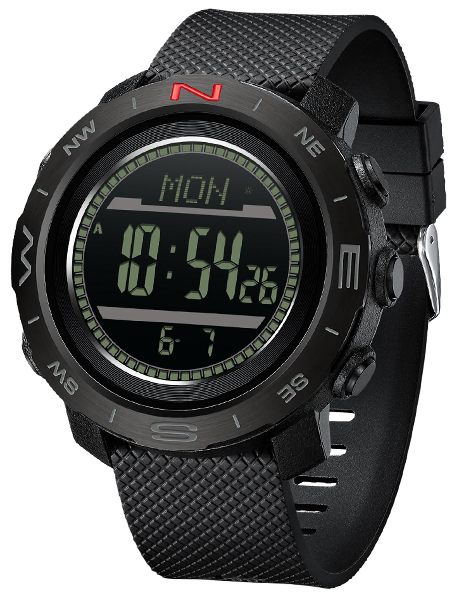 Findtime Men's Military Watches for Men Tactical ABC Digital Watch Outdoor Sports Altimeter Barometer Compass Thermometer Fitness Tracker Watch Step Counter Dual Time Stopwatch Countdown Waterproof Wristwatch