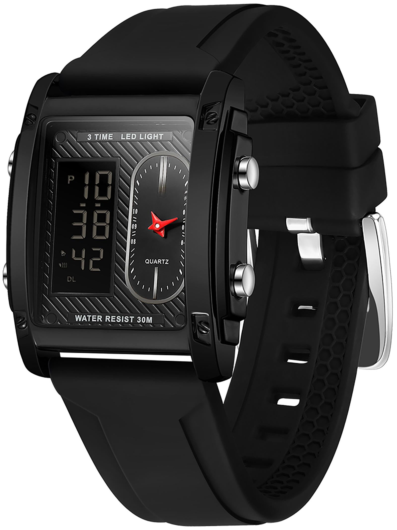 Findtime Cool Rectangle Watches for Men with Digital Analog Dual Time Relojes para Hombres Dress Unique Designer Sport Watch