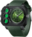 Findtime Big Face Watch for Men Square Large Face Cool Mens Watches with Three Time Zone Countdown Alarm LED Stopwatch Unique Cool Wristwatch