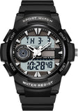 Findtime Men Analog Digital Sports Watch, Large Face Dual Display 5ATM Waterproof Stopwatch for Men Military Outdoor Tactical Army Wristwatch LED 12/24H