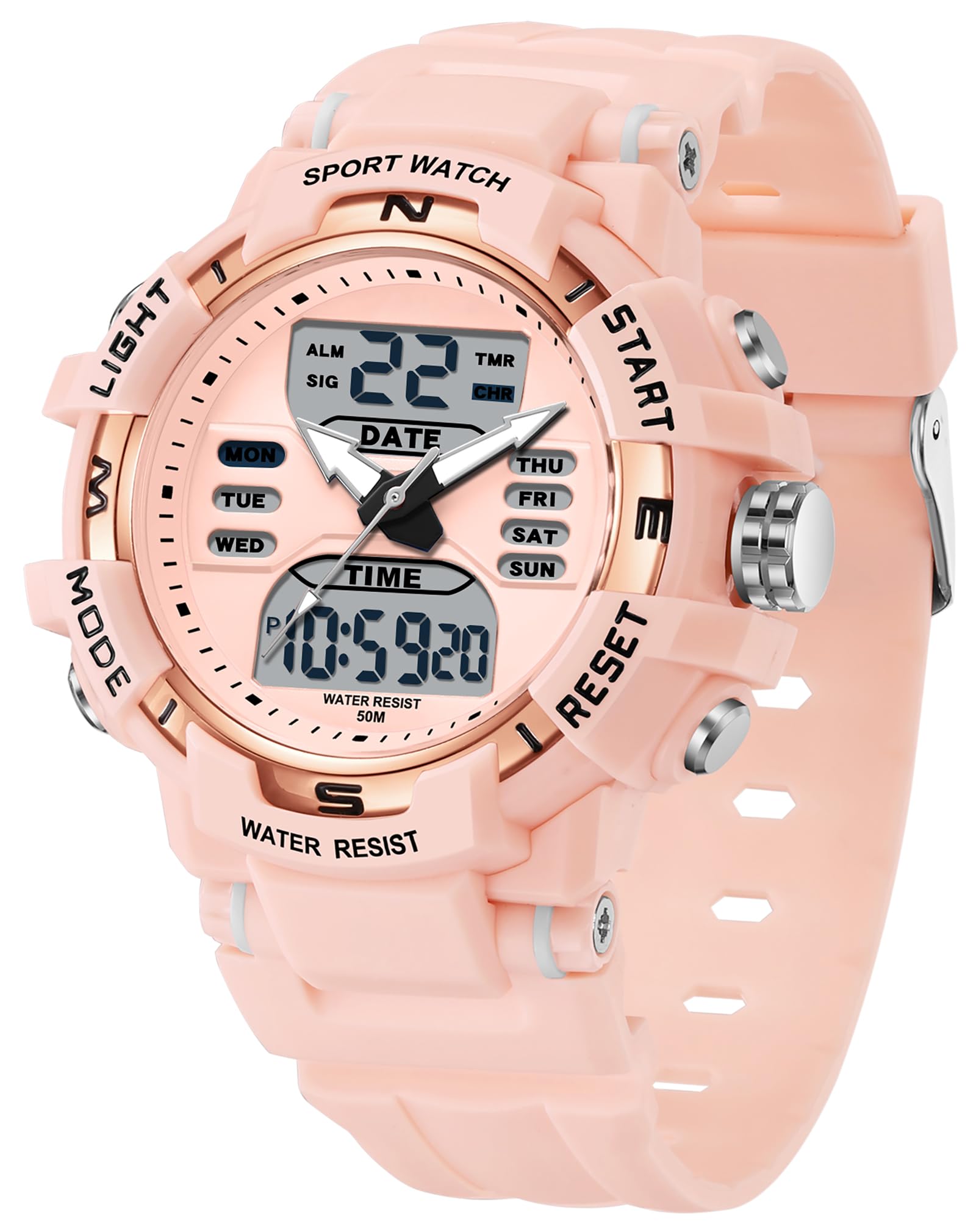 Findtime Womens Digital Watch Sports Waterproof Military Watches for Women Tactical Ladies Analog Watch Alarm Stopwatch Calendar