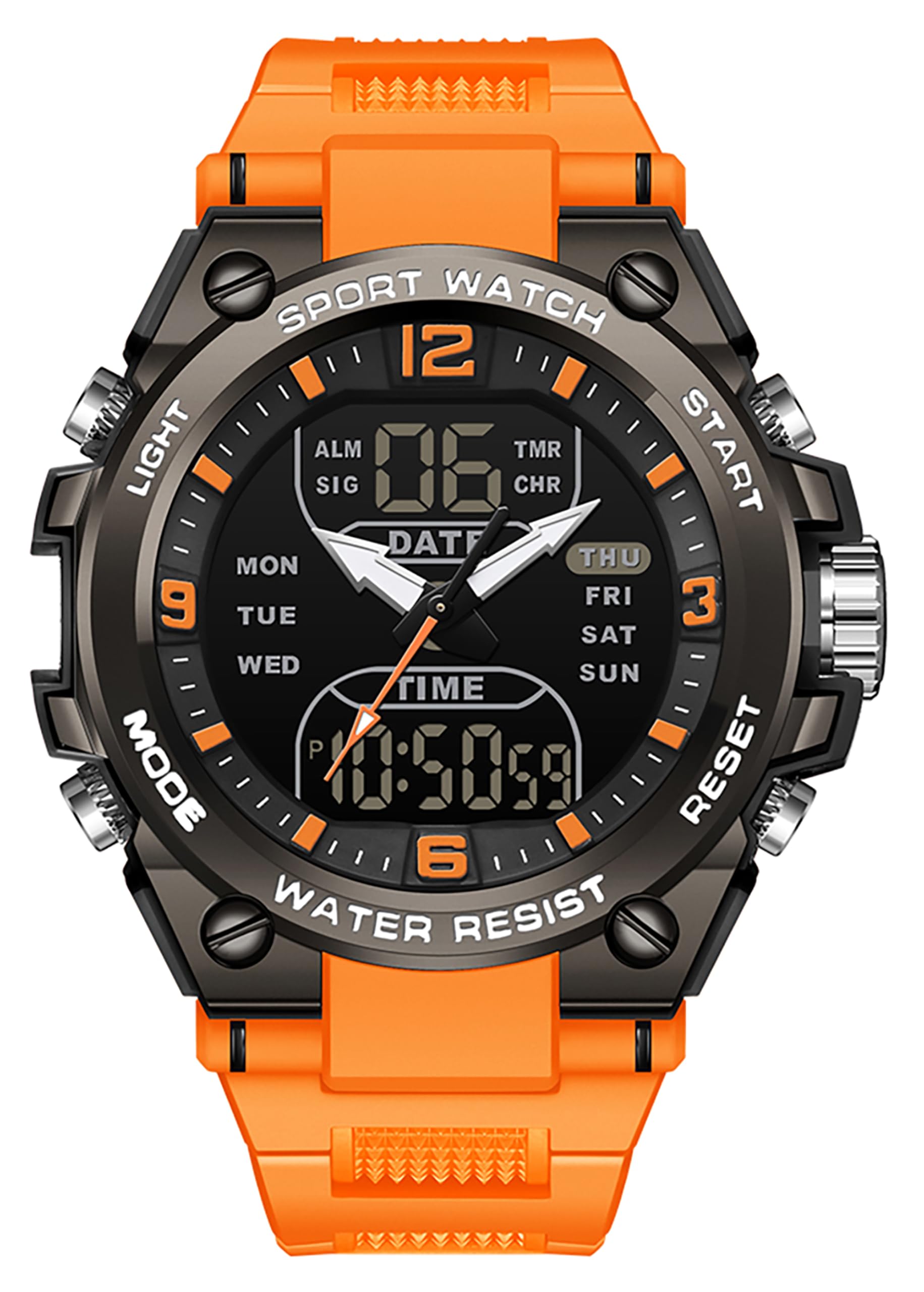 Findtime Men's Digital Watch Sports Waterproof Watches Military Stopwatch Alarm Mens Wristwatch for Running Swimming Watch Big Face Analog Watch
