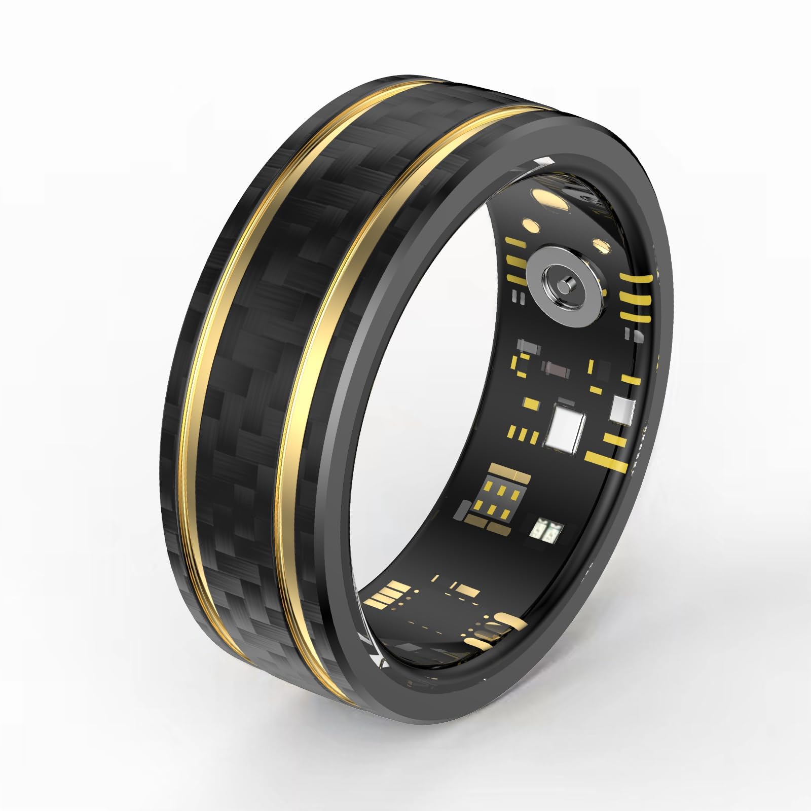 W8 Smart Ring Heart Rate Monitor Blood Pressure Ring Sleep Tracker Blood Oxygen Fitness Tracker Pedometer Step Counter Calories Fitness Ring Waterproof Health Smart Rings for Men Women Carbon Fiber Ring