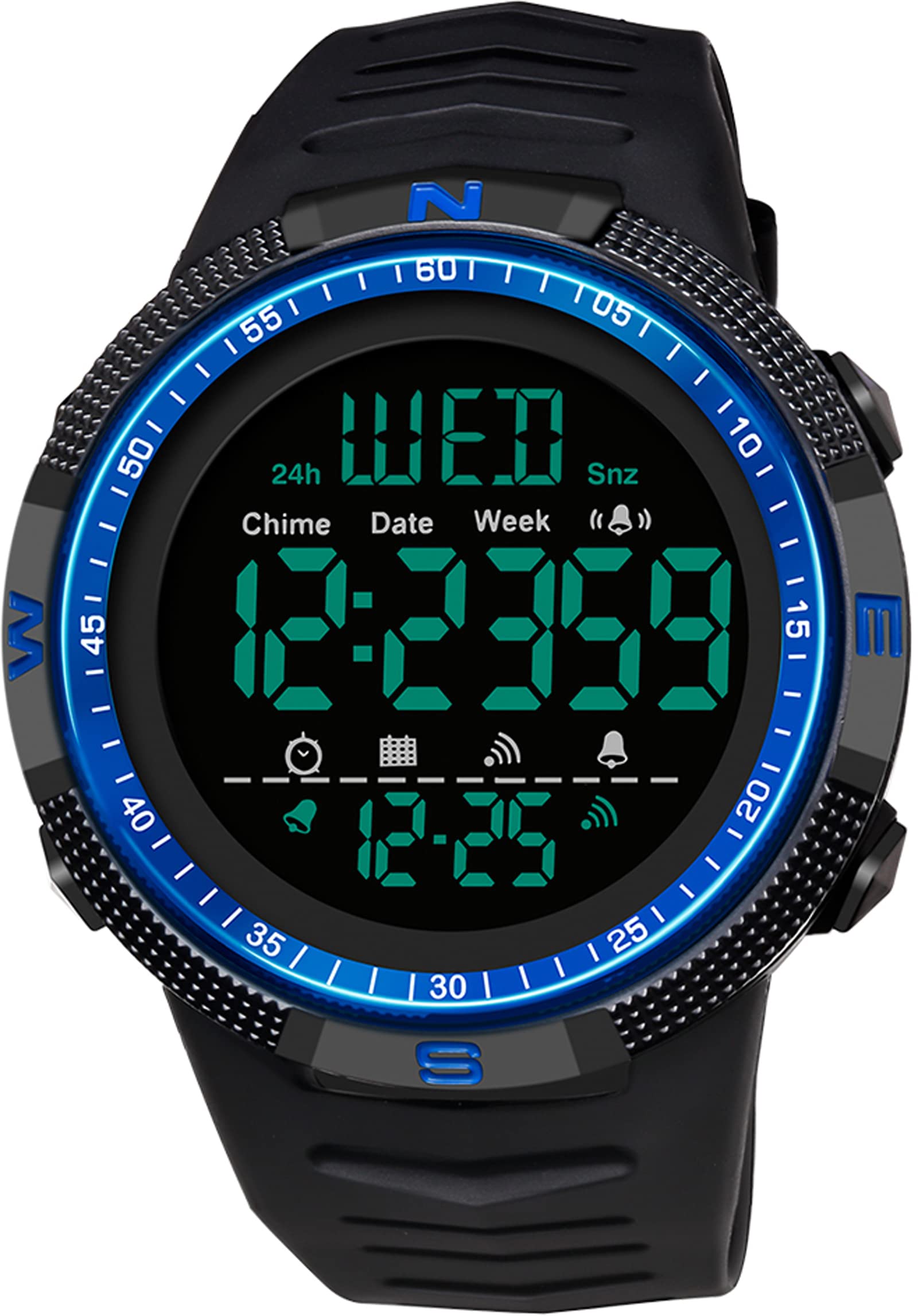 Findtime Mens Digital Sports Watch Dual Time Countdown Waterproof Stopwatch LED Screen Military Wrist Watches for Men