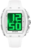 Findtime Digital Watches for Elderly Men, Large Face Voice Talking White Watch with English Speaking LED Backlight Big Number Easy to Read Timer Alarm 5ATM Waterproof