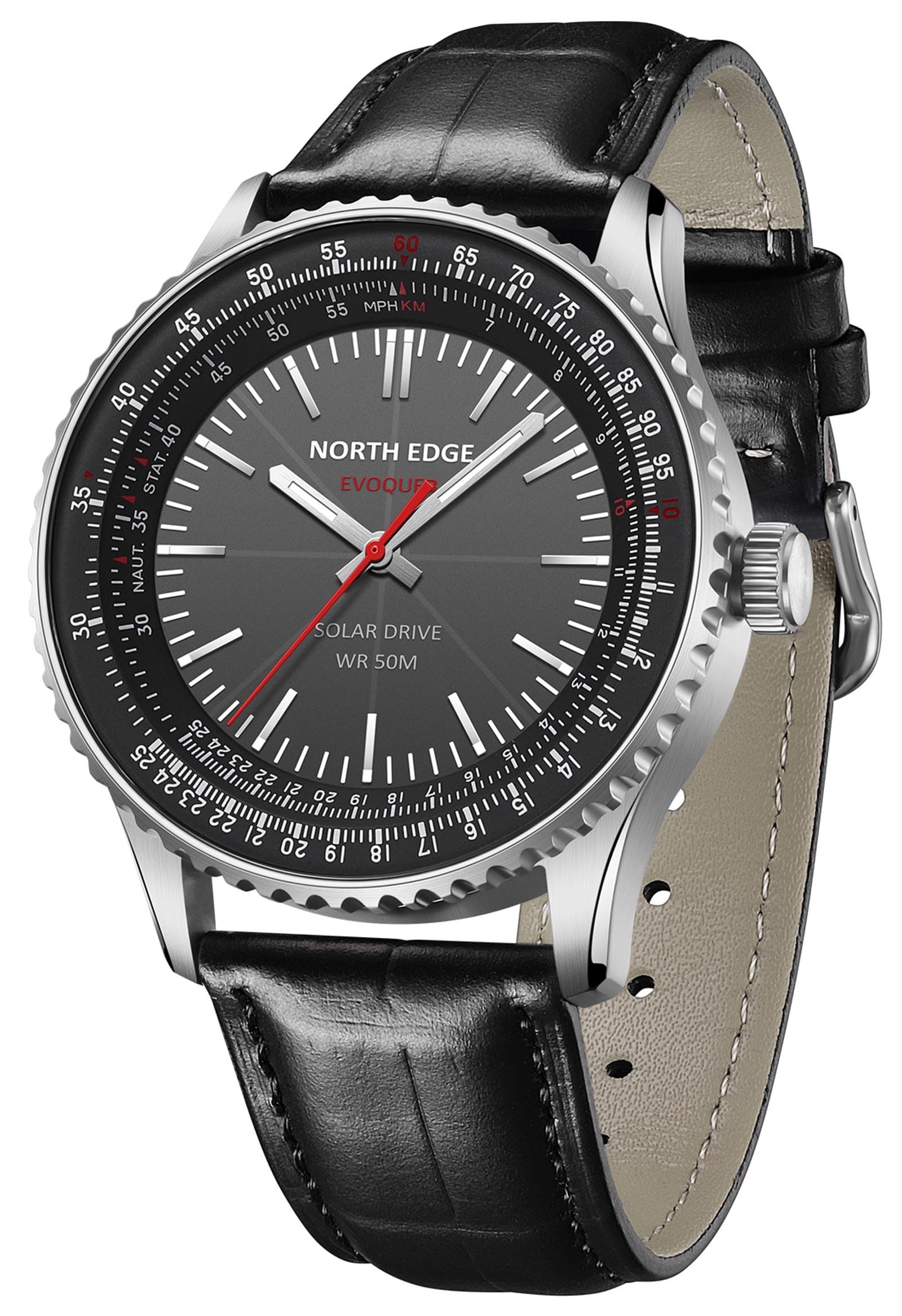 Pilot MIlitary Watches for Men Solar Watch for Pilot Analog Watch 316Stainless Steel Leather Strap Fuel Consumption/Airspeed/Distance/Flight Time Calculation Waterproof Luminous Fashion Gift for Men
