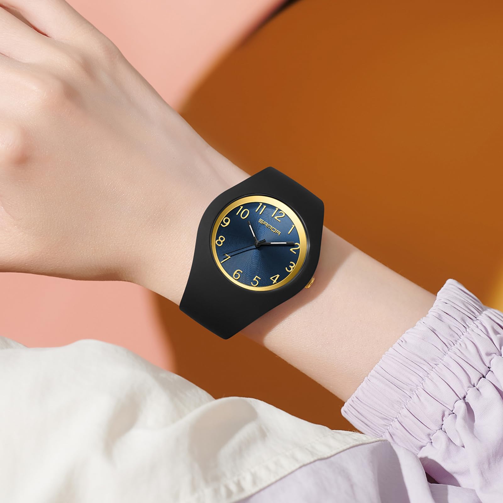 Findtime Ladies Watches Waterproof Watches for Women Soft Silicone Strap  Simple Watch  Nurse Watch with Secondhand -6186