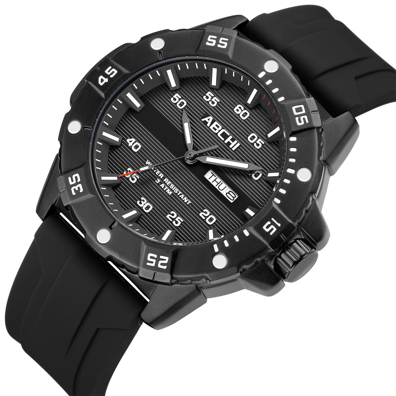 Findtime Mens Watches Black Army Military Stylish Designer Watch Silicone Strap Luminous Analog Display with Second Hand Glowing Easy to Read Dial