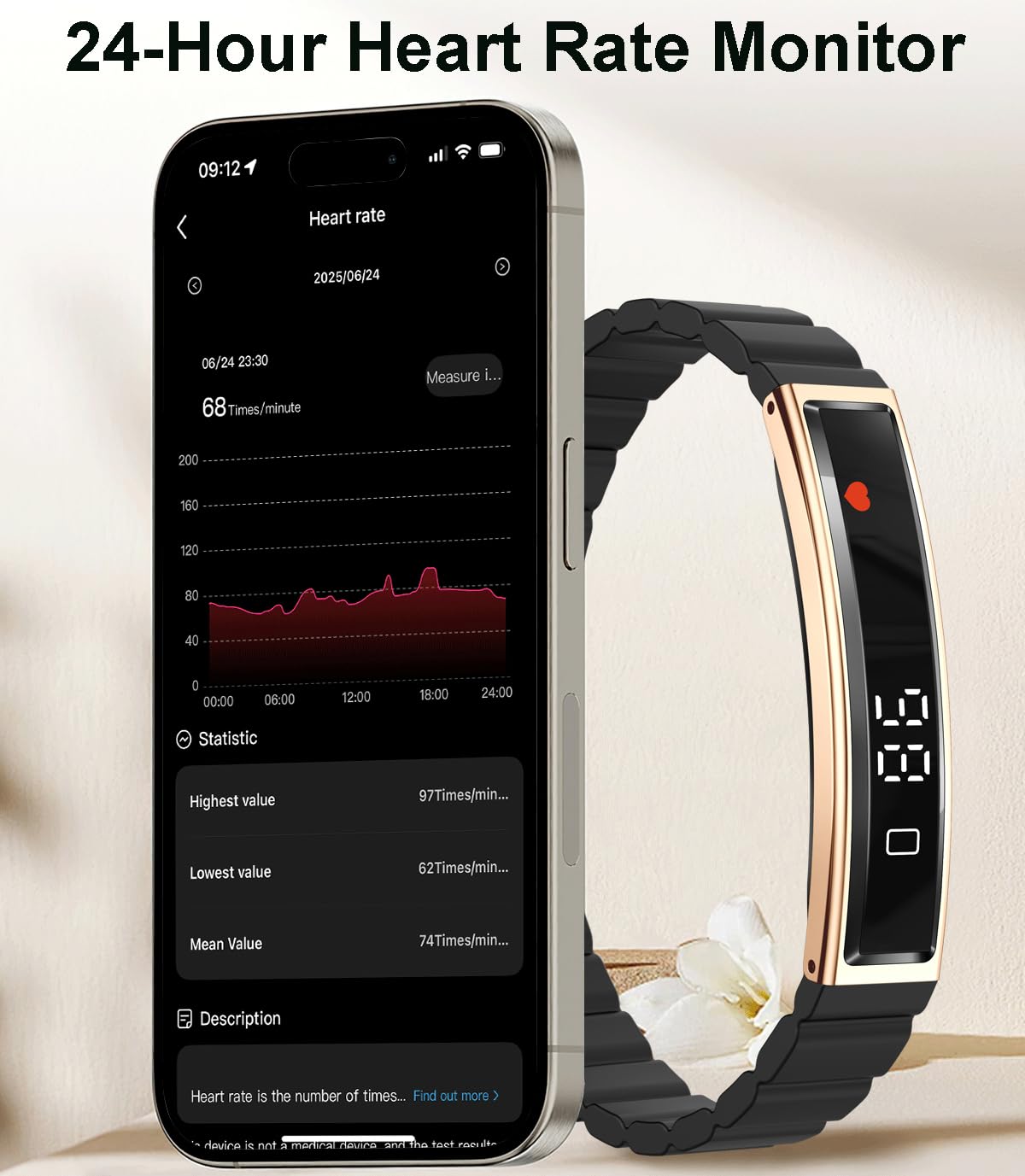 Smart Bracelet Fitness Tracker Heart Rate Monitor Sleep Activity Tracker Step Counter Calories Pedometer Waterproof Slim Thin Health Band for Women Ladies Men