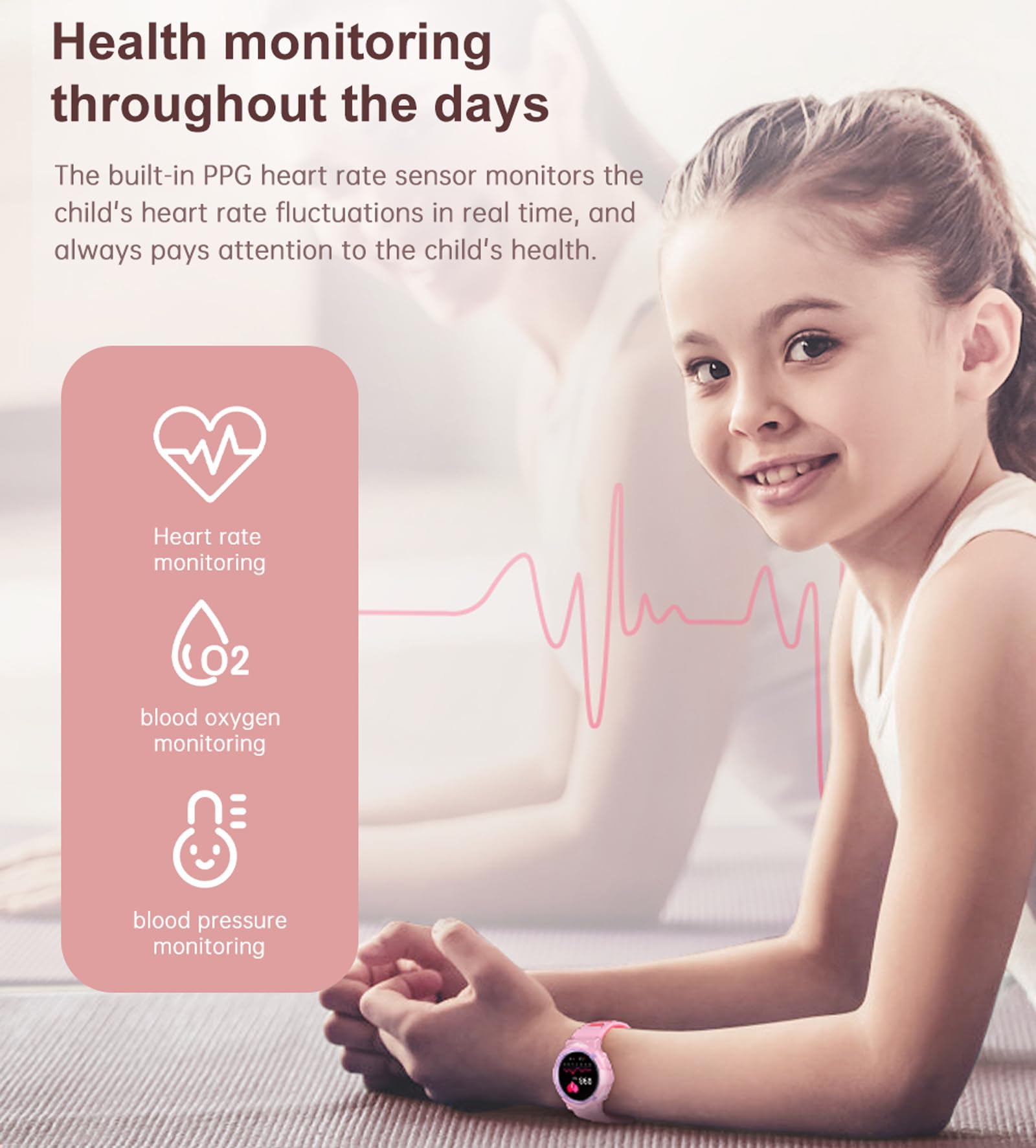 Smart Watch for Kids Smart Watches Heart Rate Monitor Sleep Monitor SNS Message Reminder Waterproof Pedometer Step Counter Calories 25+Sports Modes Alarm Remote Camera Music Control