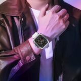 Findtime Men's Watch Sport Waterproof Watches Military Square Digital Analog Wrist Watch Unique Fashion Tactical Watches with LED Stopwatch Countdown Alarm Curved Screen