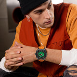 Findtime Men's Watch Sport Waterproof Watches Military Square Digital Analog Wrist Watch Unique Fashion Tactical Watches with LED Stopwatch Countdown Alarm Curved Screen