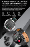 Smart Watches for Men with Wireless Earbuds Waterproof Men Watches HiFi Headphones Blood Pressure Monitor Heart Rate Monitor Sleep Tracker Bluetooth Call Fitness Tracker Step Counter for iOS Android