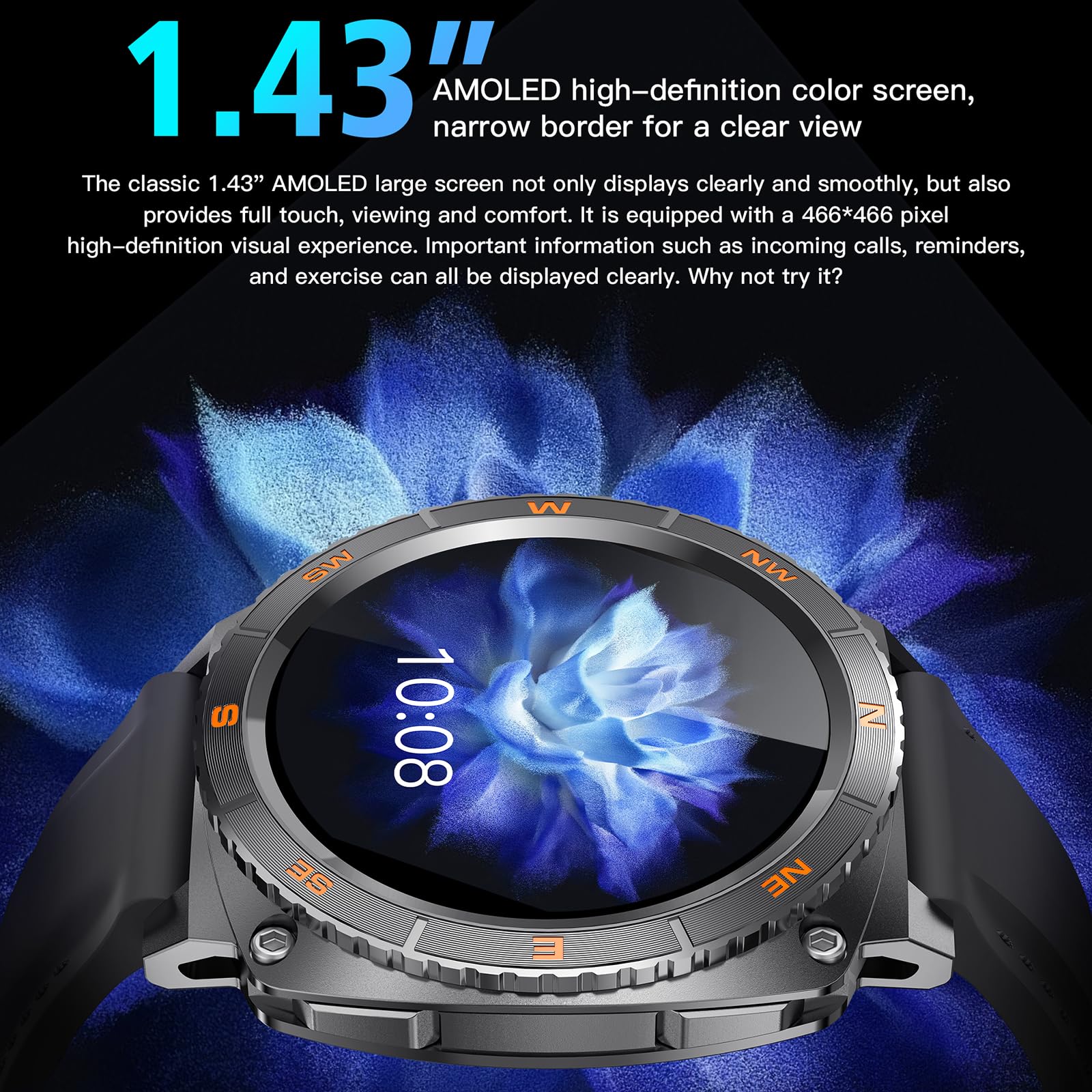 Smart Watches for Men with Rotating Bezel, Bluetooth Call Military Smartwatch Waterproof Tactical Fitness Tracker iOS Android Compatible