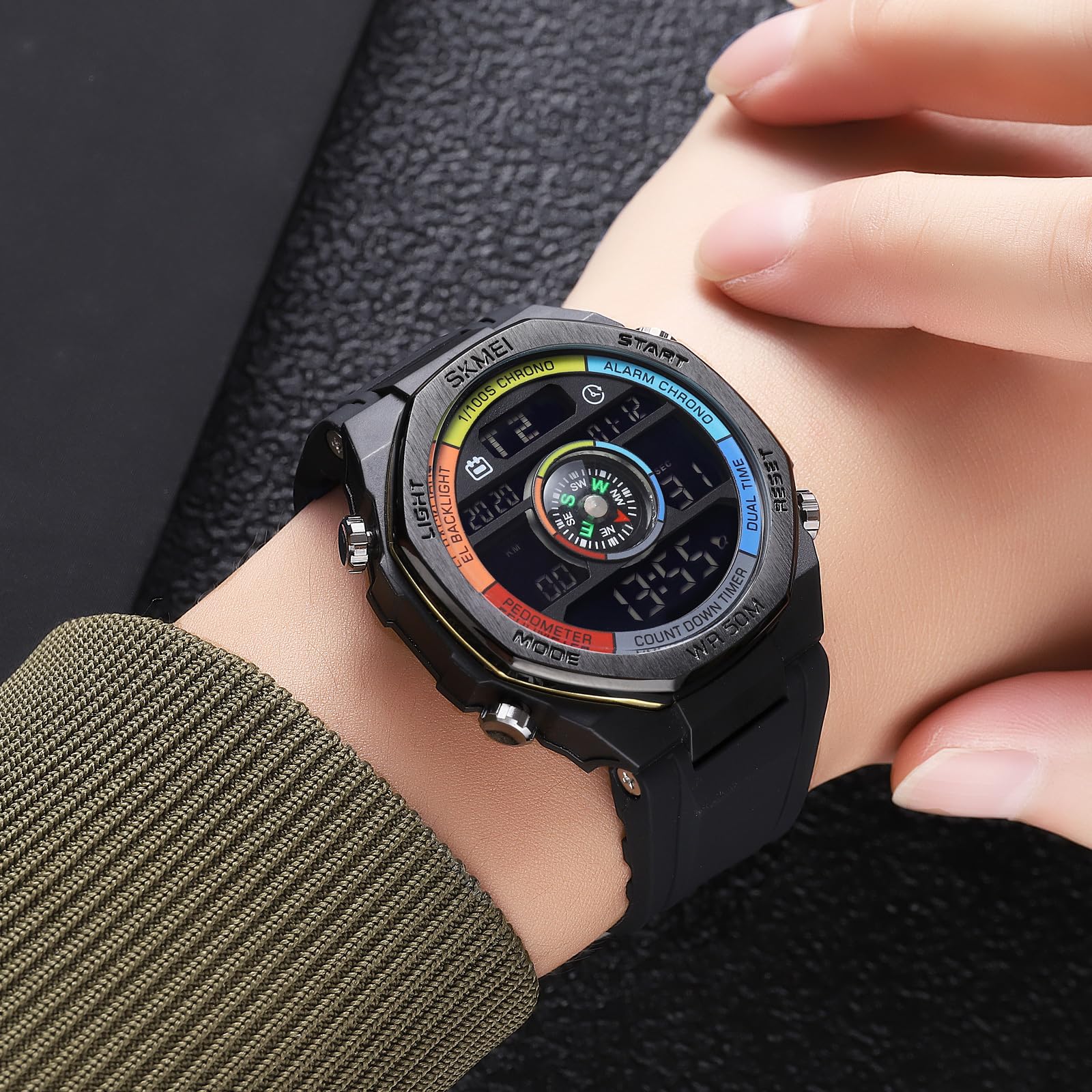 Findtime Pedometer Watch, Digital Steps Calorie Counter Without Bluetooth No App Required No Phone Needed Fitness Tracker