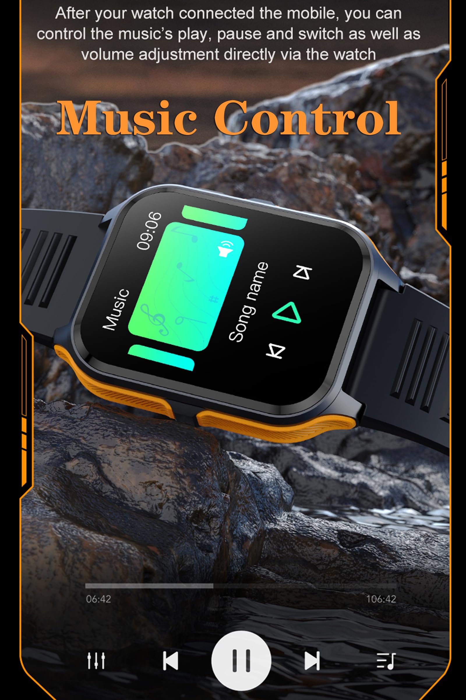 Rugged Military Smart Watch for Men Android Phones 1.83" Outdoor Running Smartwatch with Answer/Make Call 100 Sport Modes Fitness Tracker