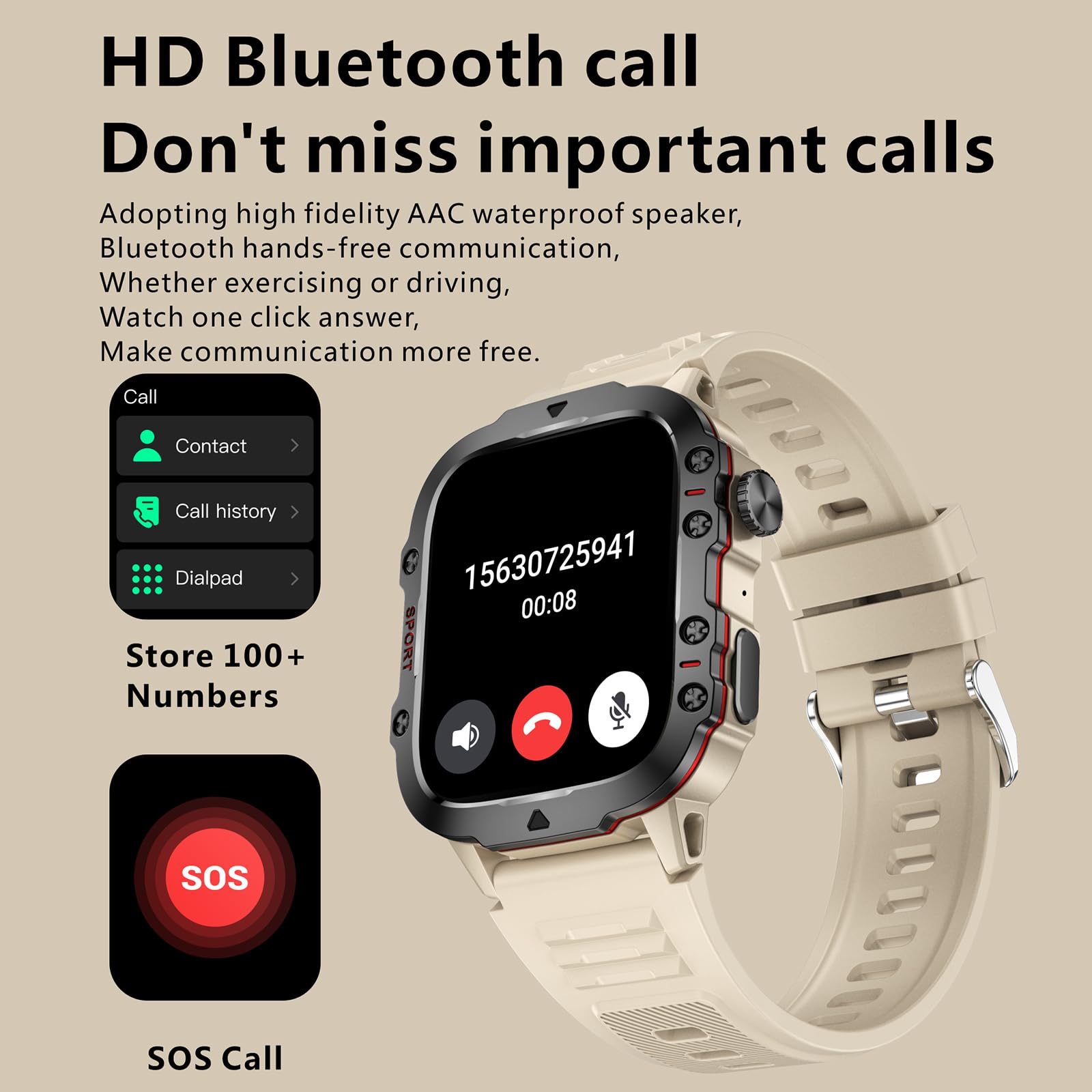 Smart Watch for Men (Answer/Make Calls), Rugged Smartwatch with Blood Pressure/Heart Rate/Sleep Monitor, Waterproof Step Tracker, 1.96" HD Screen for Android/iOS Phones