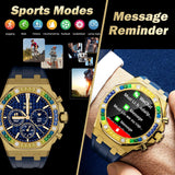 Smart Watch Answer Make Calls Message Reminder Smartwatch Compatible iPhone Heart Rate Monitor Bluetooth Diamond Smart Watches for Men