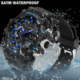 Findtime Mens Watches Sports Outdoor Watch for Men with Date Analog Digital LED Backlight Wristwatch Waterproof