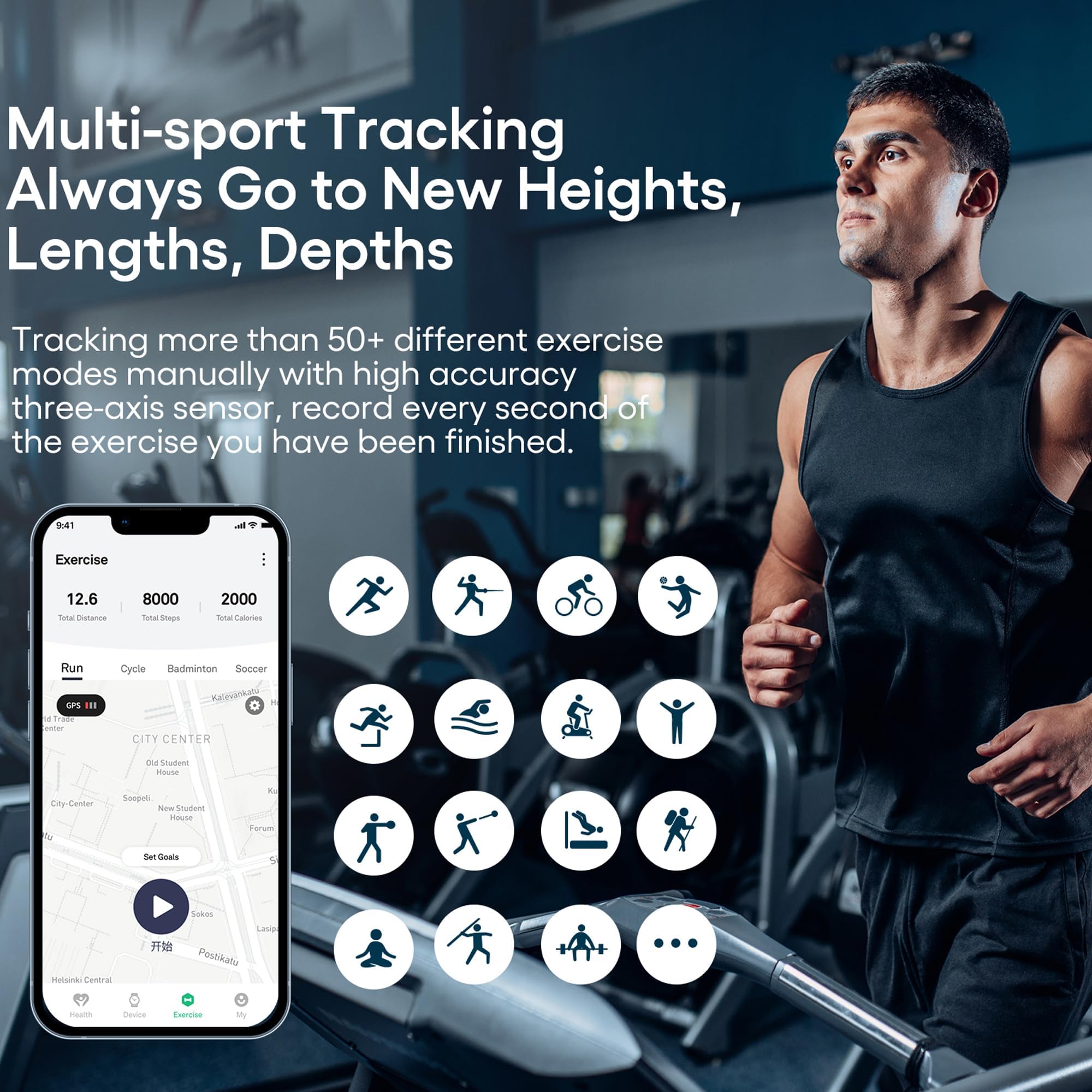 Smart Bracelet Fitness Tracker Health Wristband Heart Rate Monitor Sleep Tracker Step Counter Calories Pedometer Waterproof Wearable Activity Tracker for Men Women, No Subscription Fee