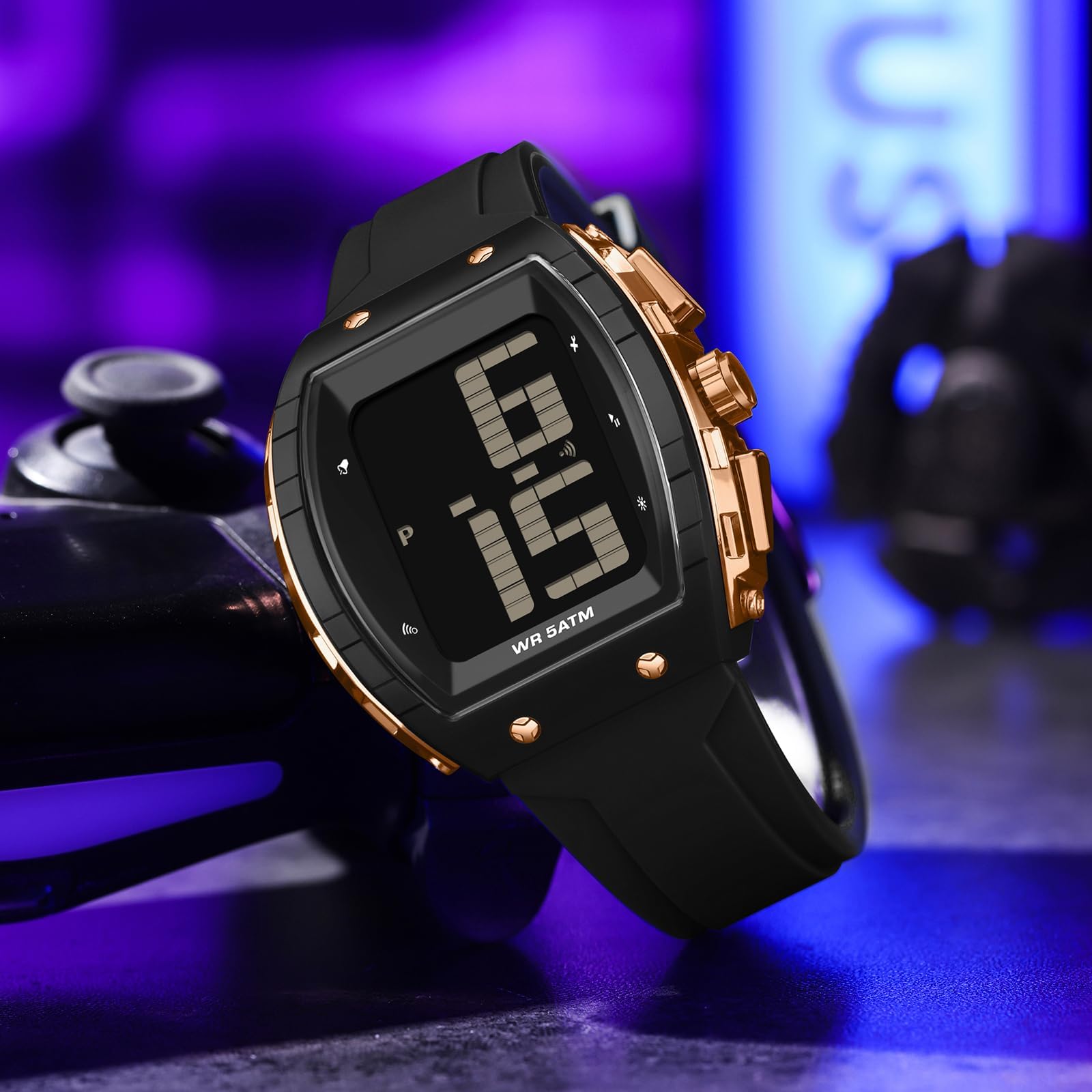 Findtime Digital Watches for Elderly Men, Large Face Voice Talking White Watch with English Speaking LED Backlight Big Number Easy to Read Timer Alarm 5ATM Waterproof