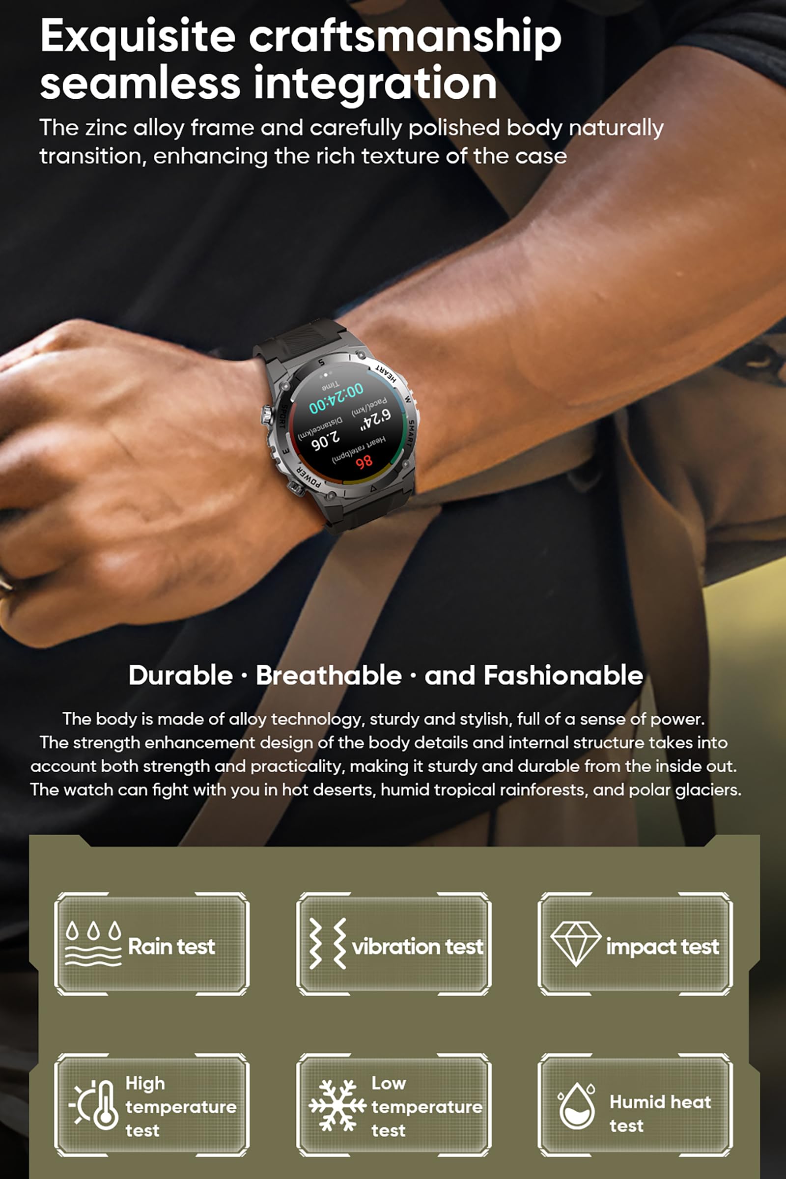 Military Smart Watches for Men, Tactical Smartwatch with Bluetooth Call 100+ Sport Modes Fitness Tracker Watch for Android and iOS