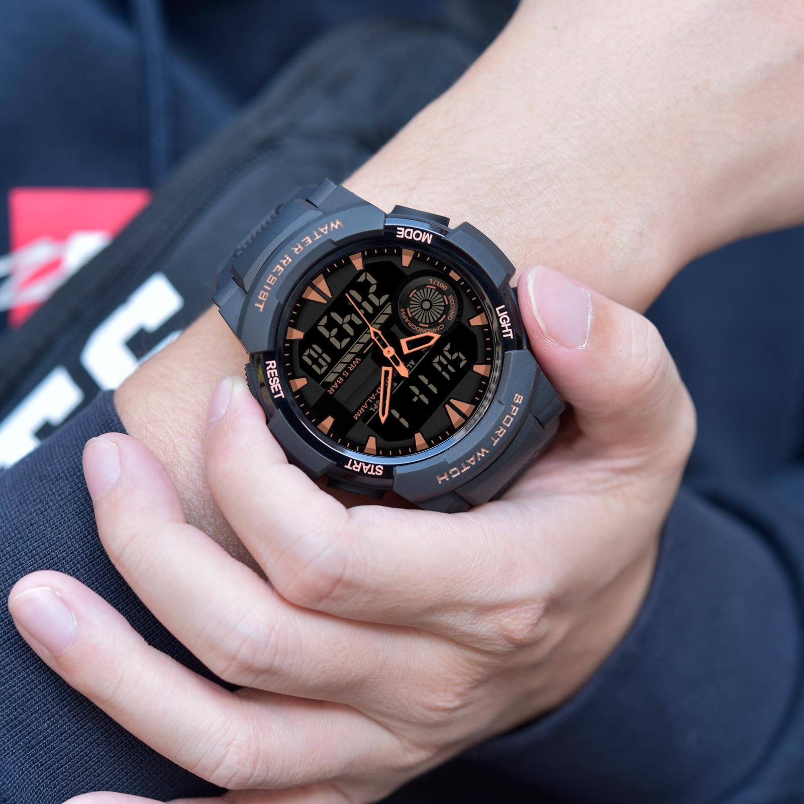 Findtime Military Sports Watches for Men Reloj Digital Para Hombre Big Face Men's Work Watch Heavy Duty Rugged Survival Stopwatch Waterproof