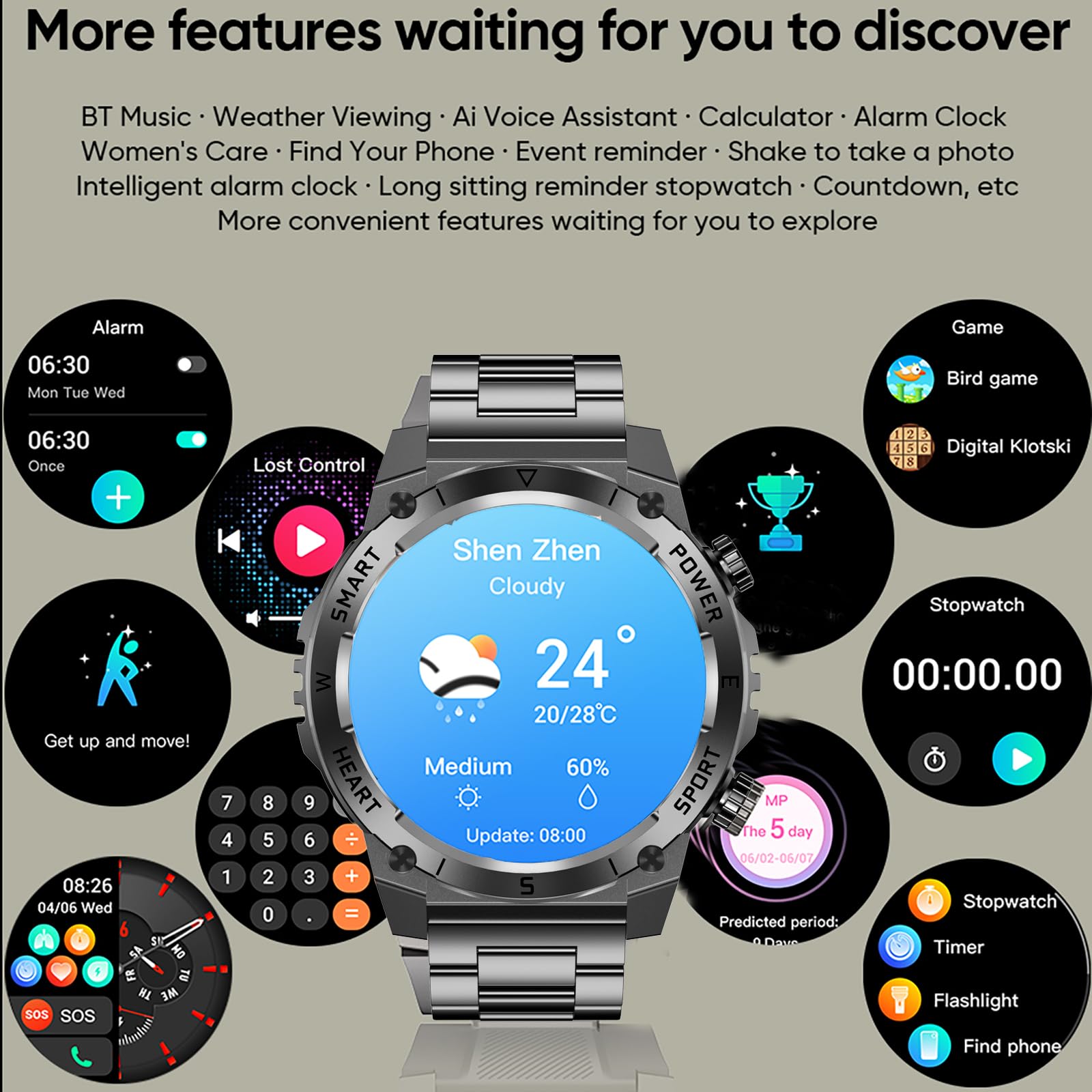 Military Smart Watches for Men, Tactical Smartwatch with Bluetooth Call 100+ Sport Modes Fitness Tracker Watch for Android and iOS